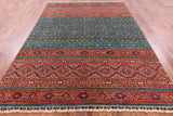 Green Khorjin Persian Gabbeh Hand Knotted Wool Rug - 6' 11" X 9' 6" - Golden Nile