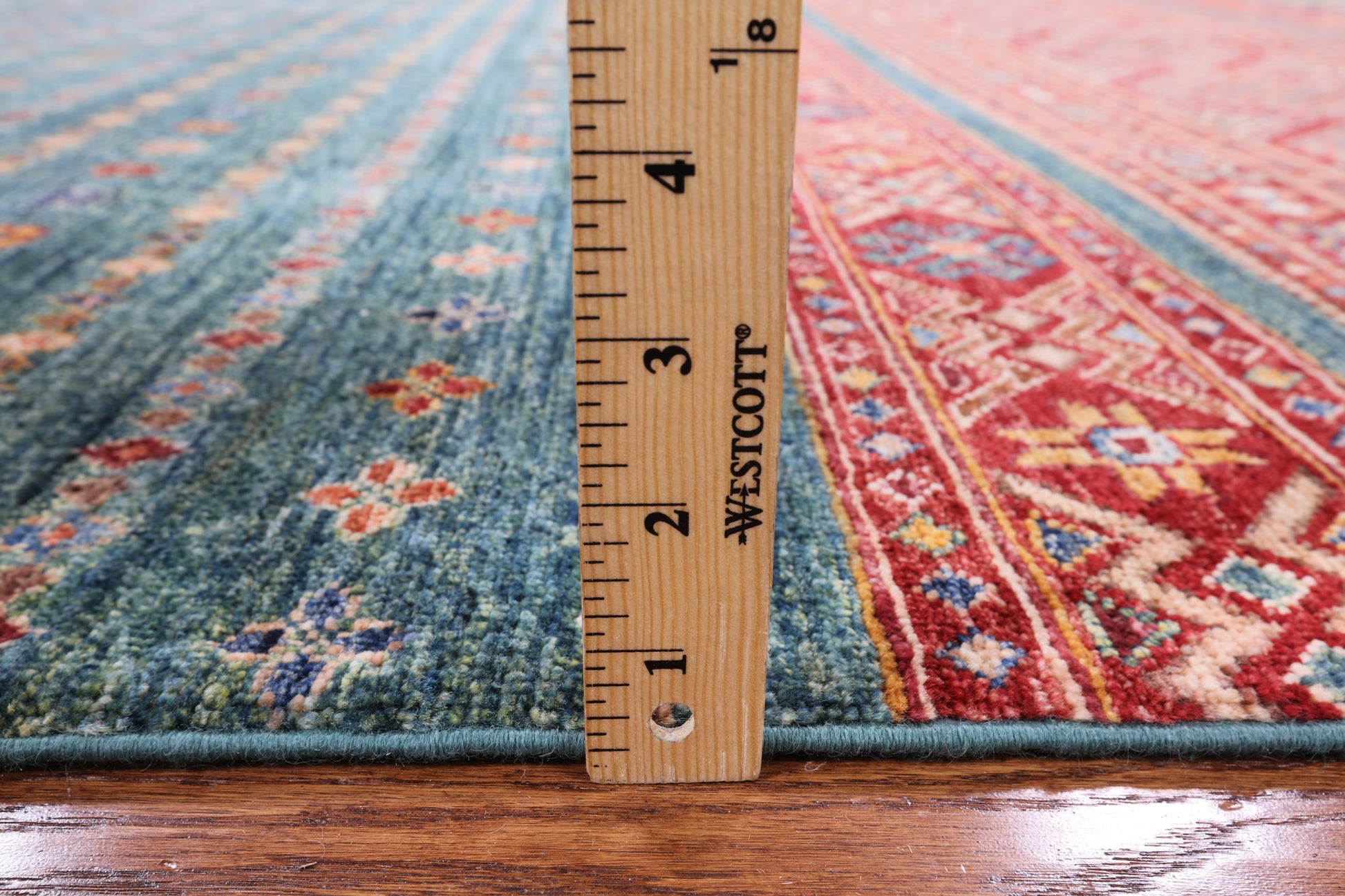 Green Khorjin Persian Gabbeh Hand Knotted Wool Rug - 6' 11" X 9' 6" - Golden Nile