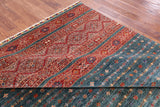 Green Khorjin Persian Gabbeh Hand Knotted Wool Rug - 6' 11" X 9' 6" - Golden Nile