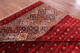 Red Khorjin Persian Gabbeh Hand Knotted Wool Rug - 8' 3" X 11' 7" - Golden Nile