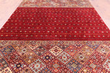 Red Khorjin Persian Gabbeh Hand Knotted Wool Rug - 8' 3" X 11' 7" - Golden Nile
