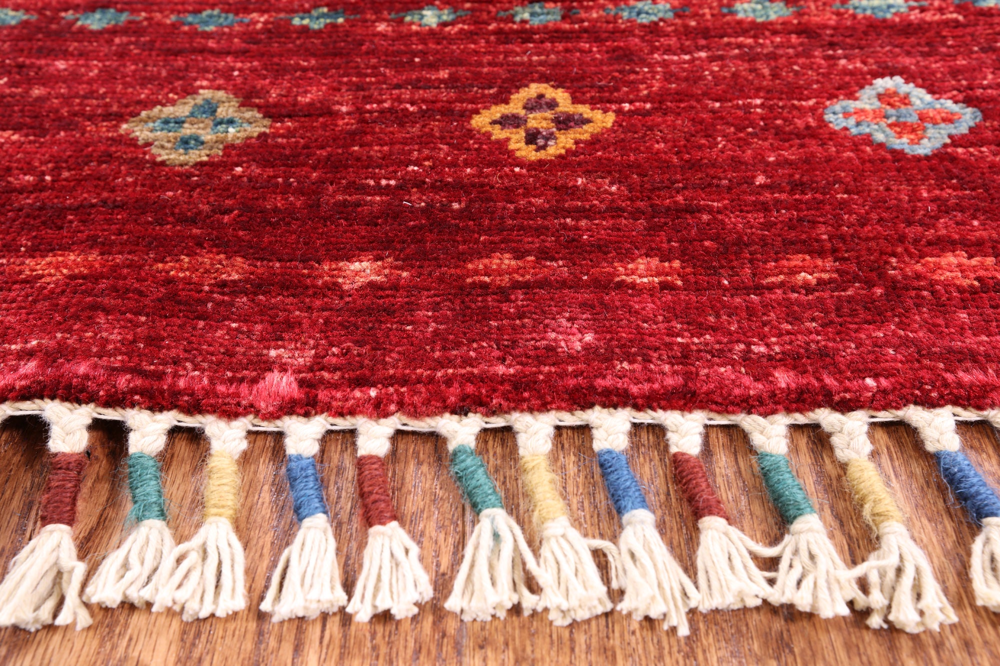 Red Khorjin Persian Gabbeh Hand Knotted Wool Rug - 8' 3" X 11' 7" - Golden Nile