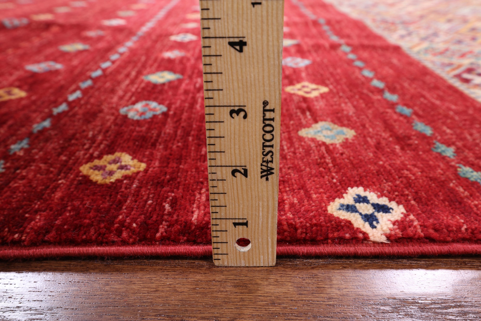 Red Khorjin Persian Gabbeh Hand Knotted Wool Rug - 8' 3" X 11' 7" - Golden Nile
