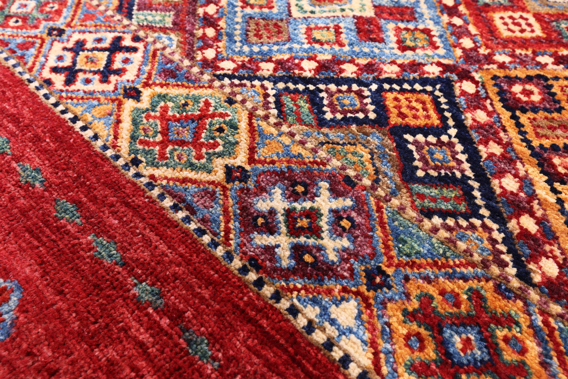 Red Khorjin Persian Gabbeh Handmade Wool Rug - 8' 3" X 11' 4" - Golden Nile