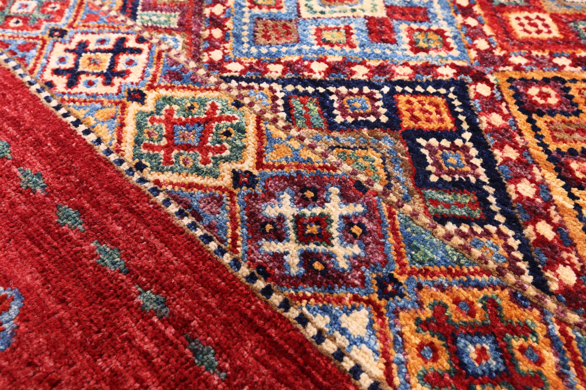 Red Khorjin Persian Gabbeh Handmade Wool Rug - 8' 3" X 11' 4" - Golden Nile