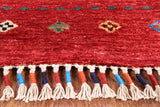 Red Khorjin Persian Gabbeh Handmade Wool Rug - 8' 3" X 11' 4" - Golden Nile