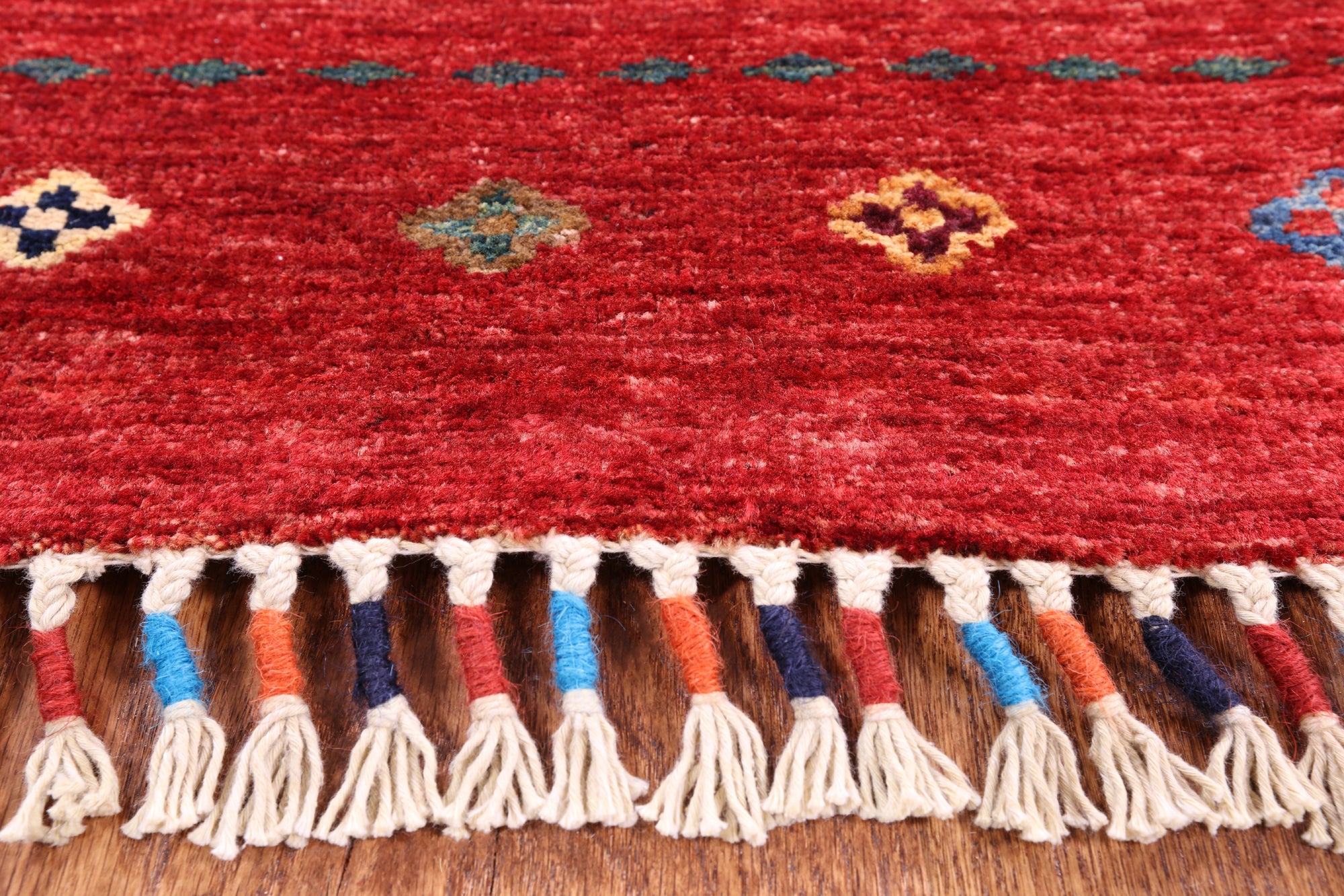 Red Khorjin Persian Gabbeh Handmade Wool Rug - 8' 3" X 11' 4" - Golden Nile