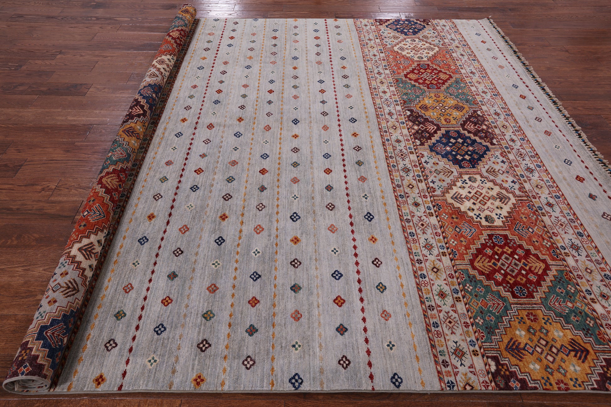 Khorjin Persian Gabbeh Hand Knotted Wool Area Rug - 8' 3" X 9' 9" - Golden Nile