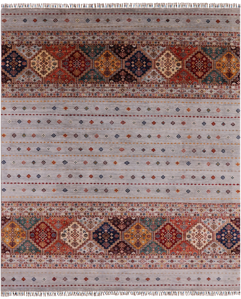 Khorjin Persian Gabbeh Hand Knotted Wool Area Rug - 8' 3" X 9' 9" - Golden Nile