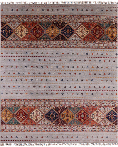 Khorjin Persian Gabbeh Hand Knotted Wool Area Rug - 8' 3" X 9' 9" - Golden Nile