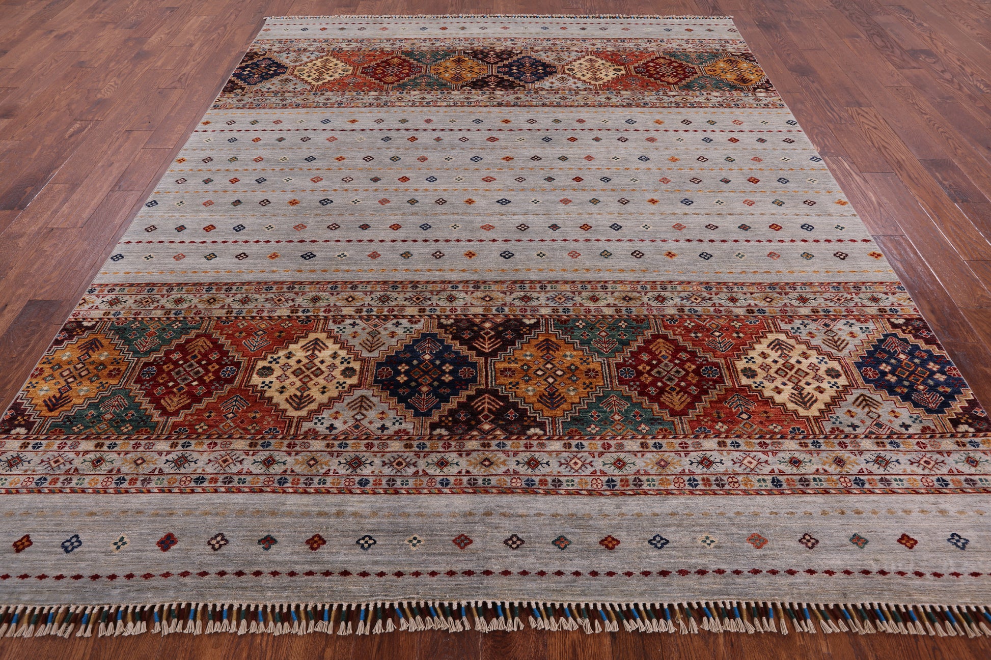 Khorjin Persian Gabbeh Hand Knotted Wool Area Rug - 8' 3" X 9' 9" - Golden Nile
