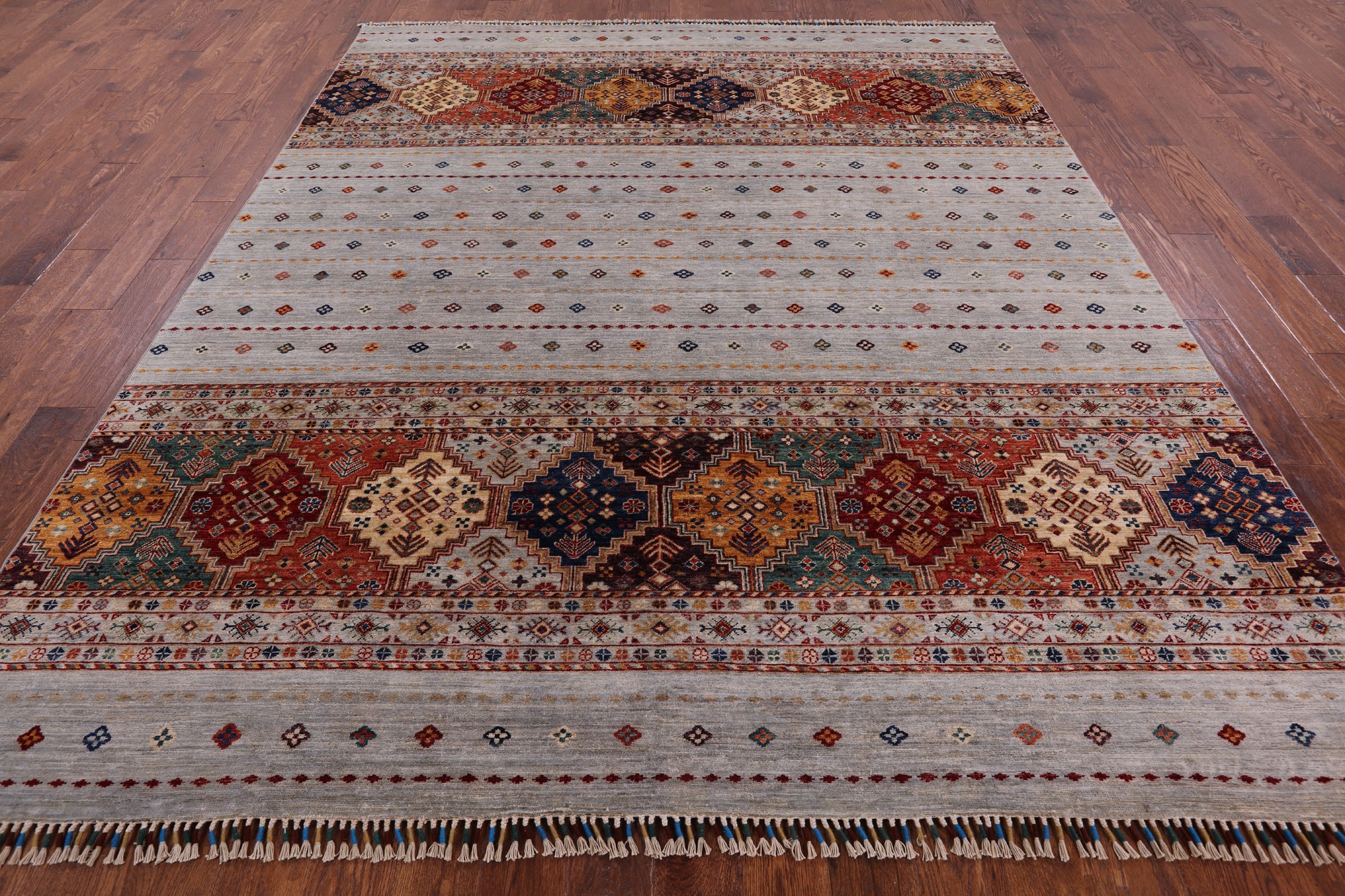 Khorjin Persian Gabbeh Hand Knotted Wool Area Rug - 8' 3" X 9' 9" - Golden Nile