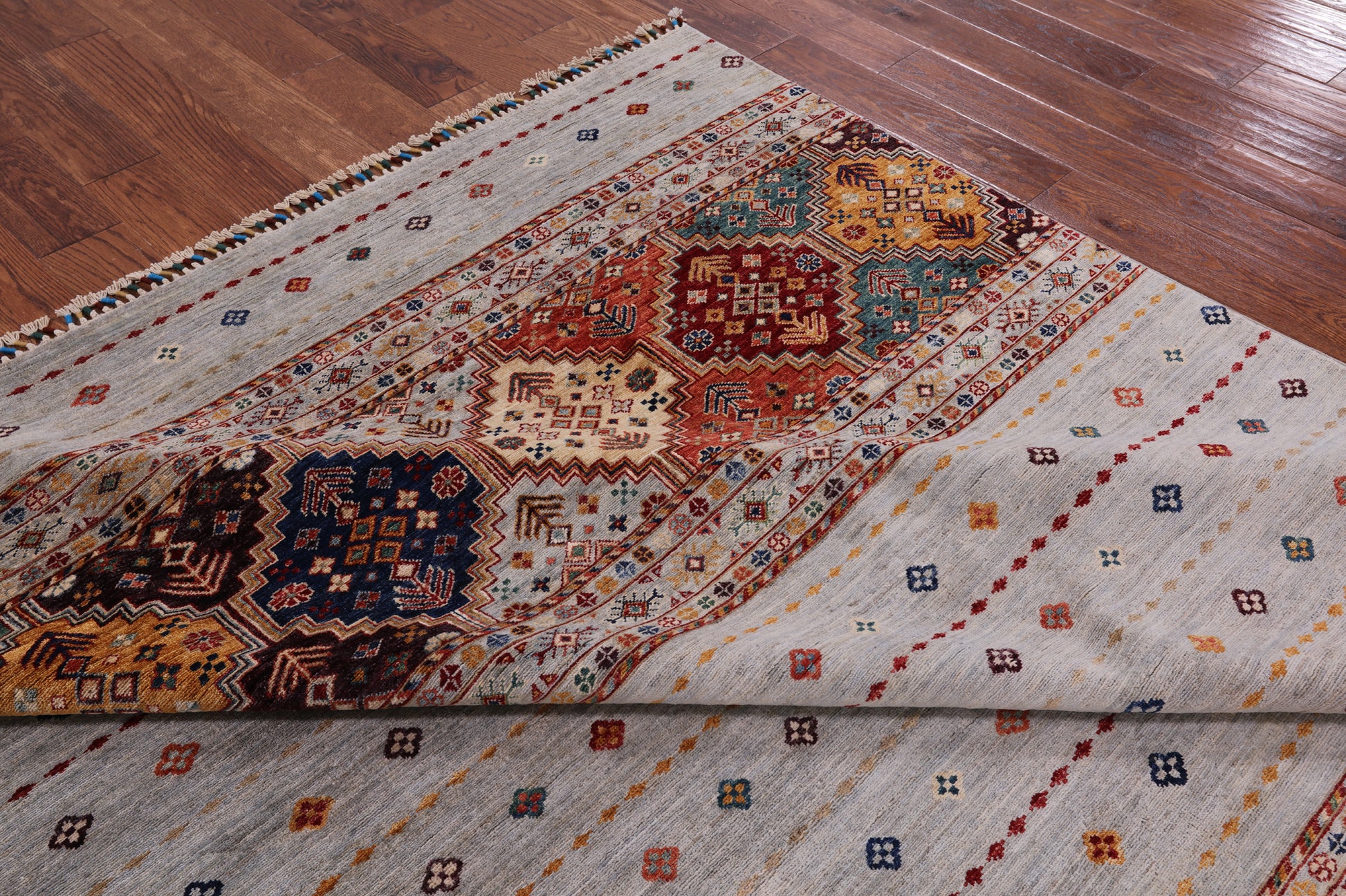 Khorjin Persian Gabbeh Hand Knotted Wool Area Rug - 8' 3" X 9' 9" - Golden Nile