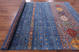 Blue Khorjin Persian Gabbeh Handmade Wool Area Rug - 8' 3" X 11' 5" - Golden Nile