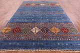 Blue Khorjin Persian Gabbeh Handmade Wool Area Rug - 8' 3" X 11' 5" - Golden Nile