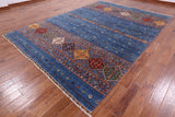 Blue Khorjin Persian Gabbeh Handmade Wool Area Rug - 8' 3" X 11' 5" - Golden Nile