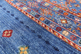 Blue Khorjin Persian Gabbeh Handmade Wool Area Rug - 8' 3" X 11' 5" - Golden Nile