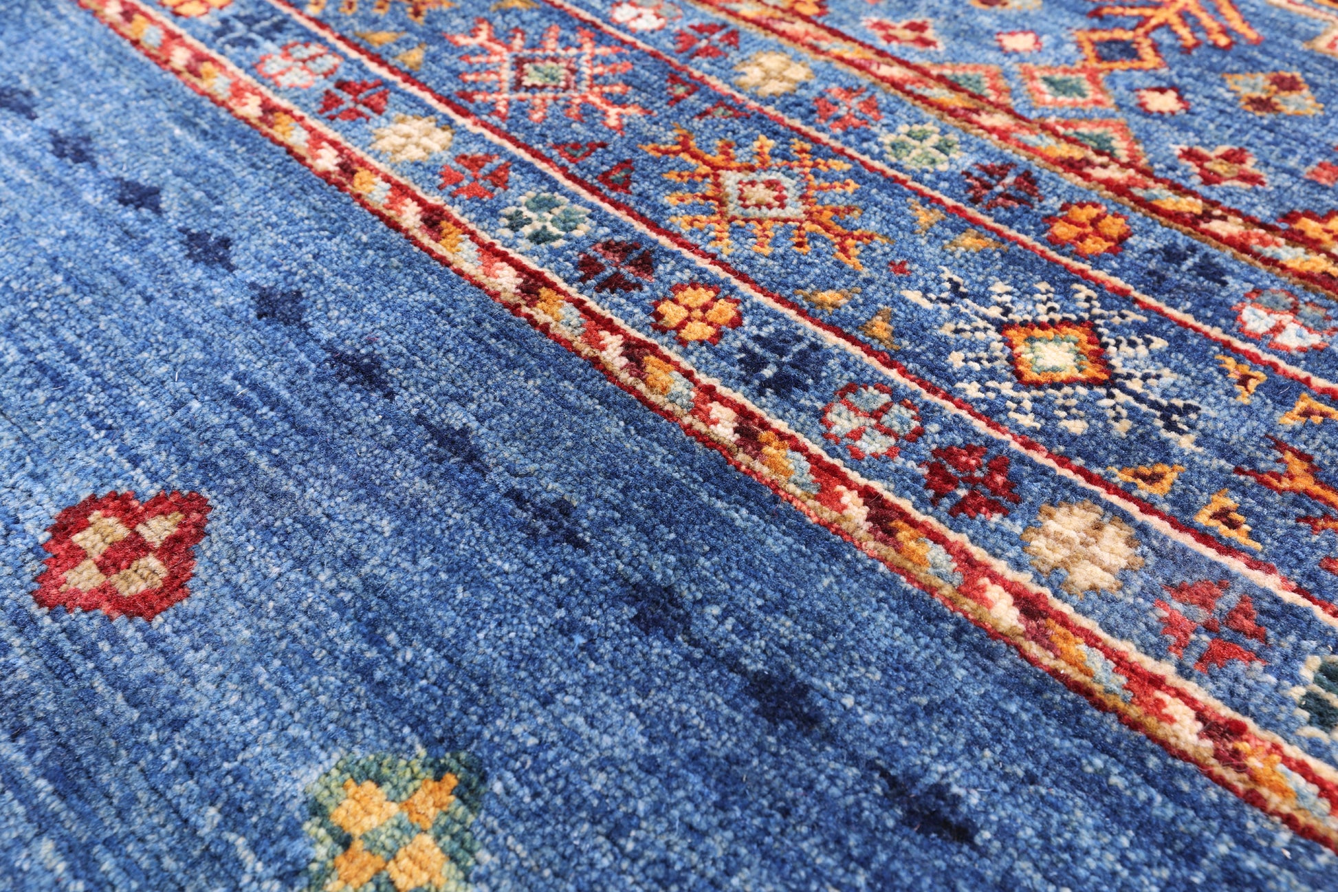 Blue Khorjin Persian Gabbeh Handmade Wool Area Rug - 8' 3" X 11' 5" - Golden Nile