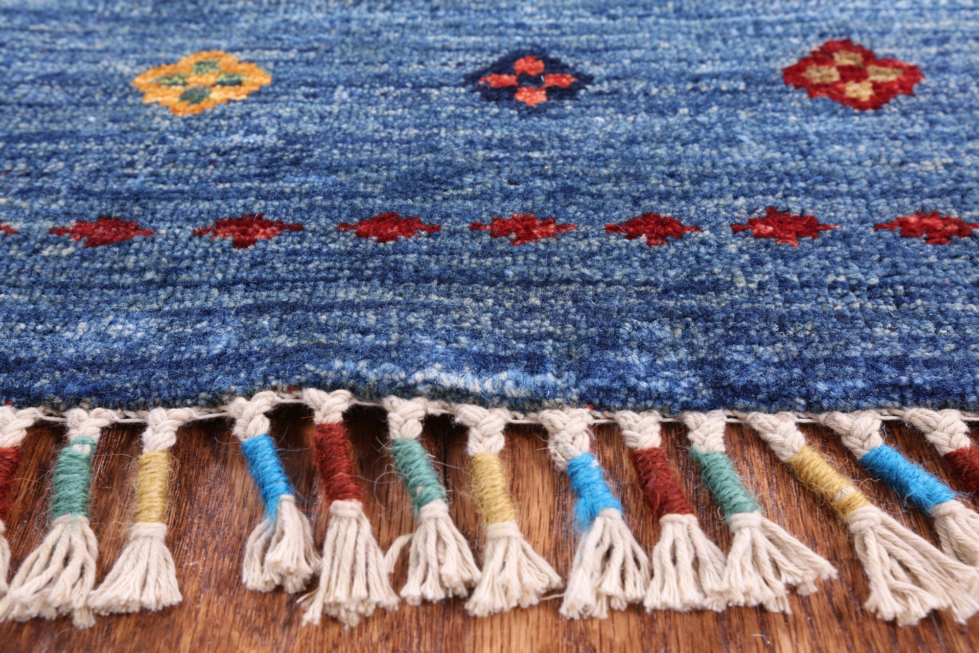 Blue Khorjin Persian Gabbeh Handmade Wool Area Rug - 8' 3" X 11' 5" - Golden Nile