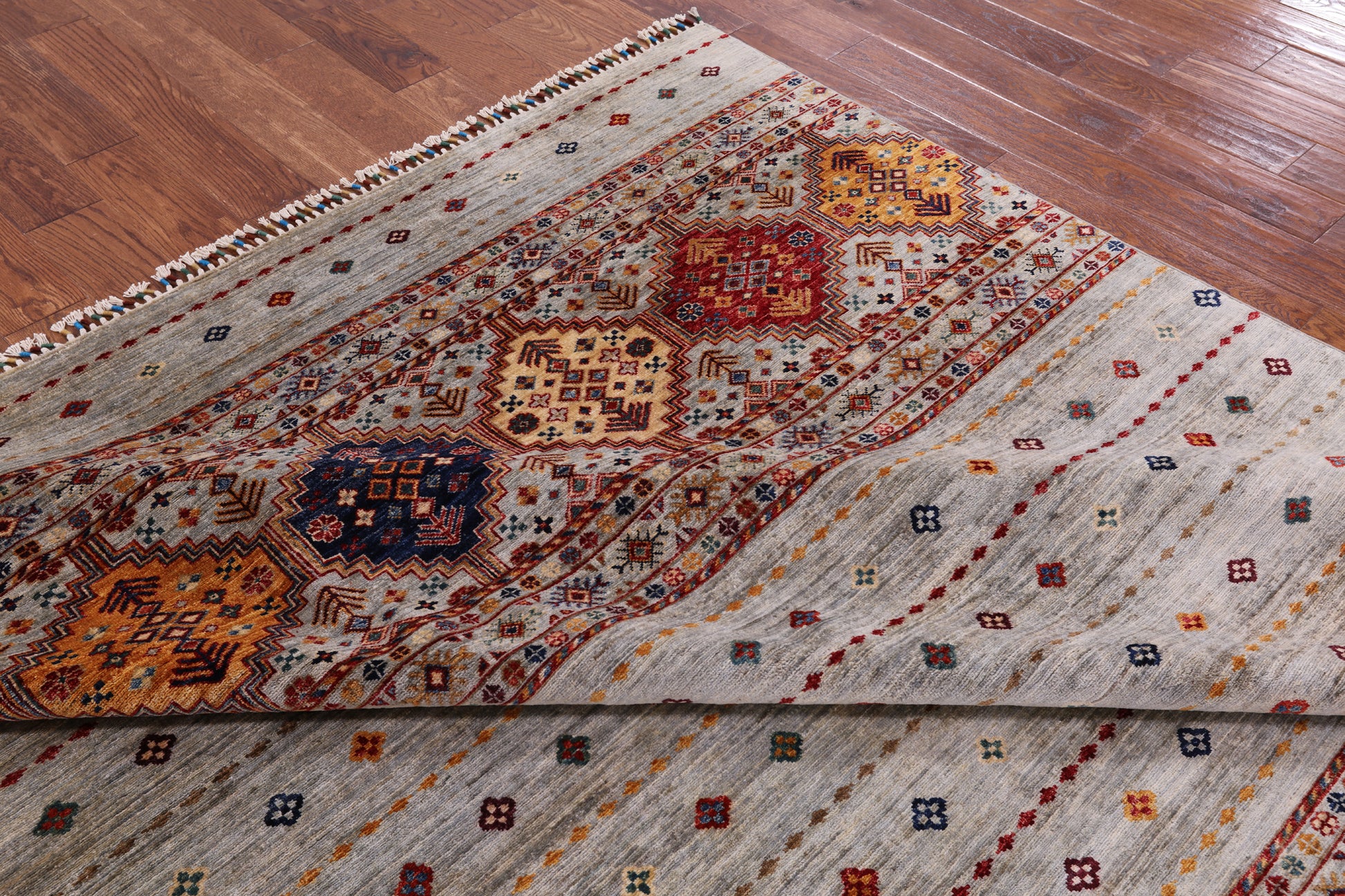 Khorjin Persian Gabbeh Handmade Wool Rug - 8' 4" X 9' 9" - Golden Nile