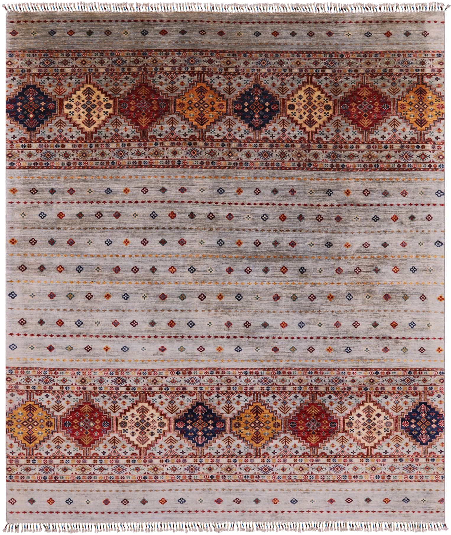Khorjin Persian Gabbeh Handmade Wool Rug - 8' 4" X 9' 9" - Golden Nile