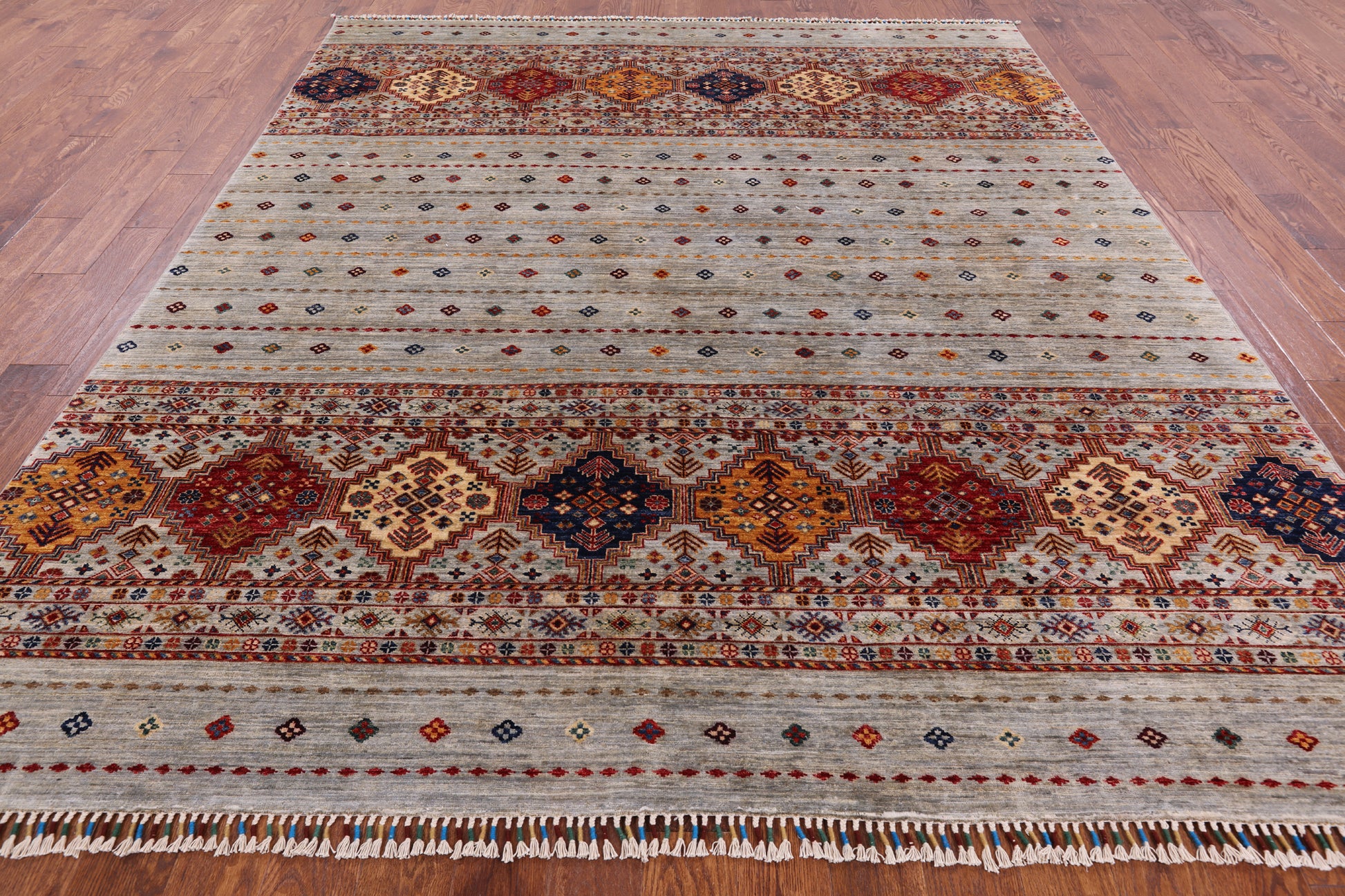 Khorjin Persian Gabbeh Handmade Wool Rug - 8' 4" X 9' 9" - Golden Nile