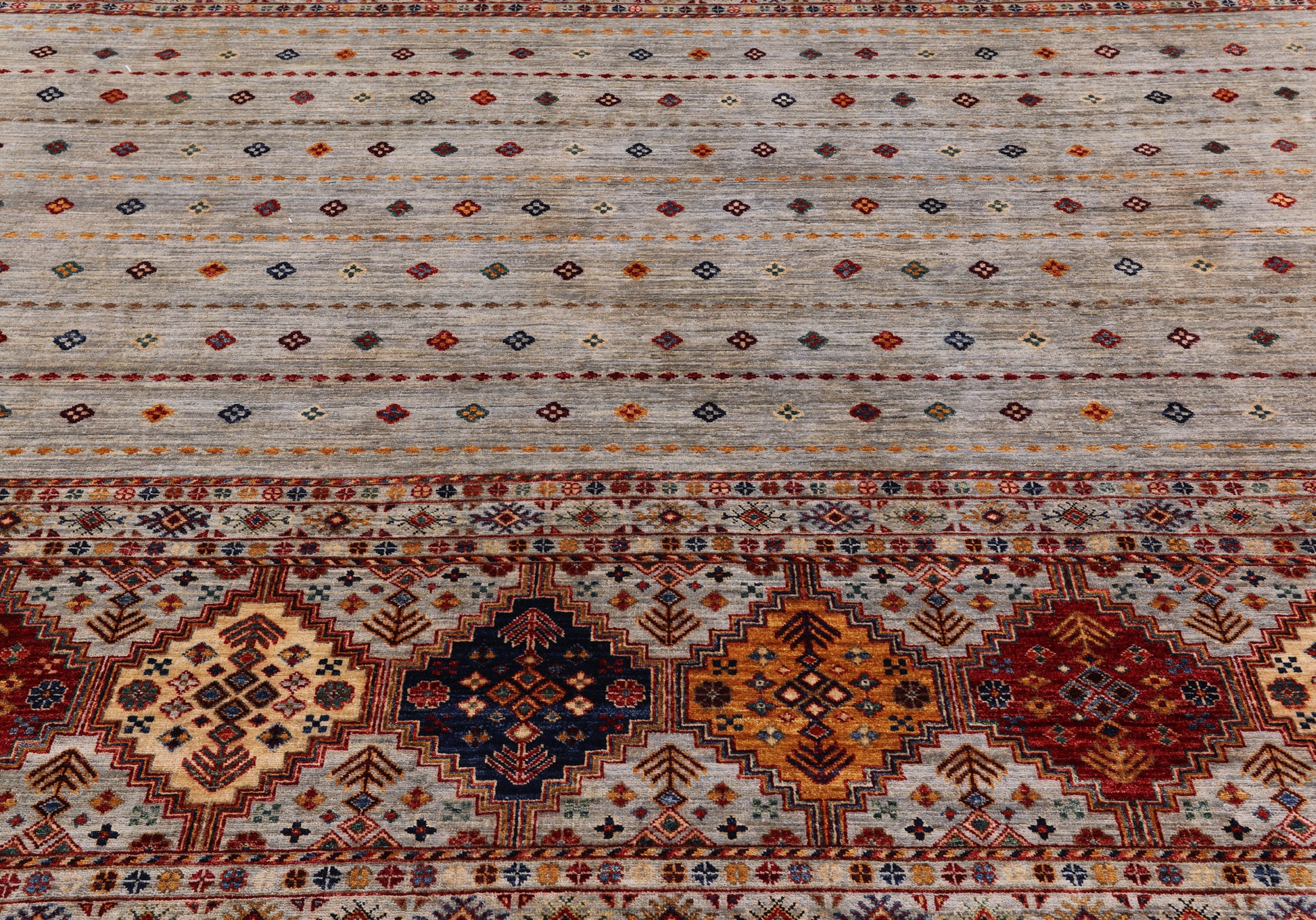 Khorjin Persian Gabbeh Handmade Wool Rug - 8' 4" X 9' 9" - Golden Nile