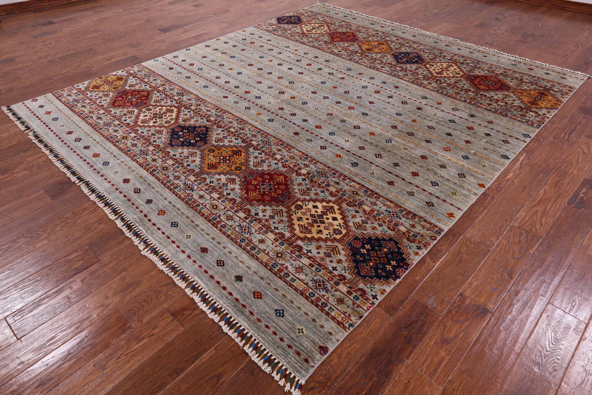 Khorjin Persian Gabbeh Handmade Wool Rug - 8' 4" X 9' 9" - Golden Nile