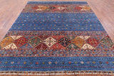 Blue Khorjin Persian Gabbeh Hand Knotted Wool Area Rug - 8' 0" X 9' 7" - Golden Nile