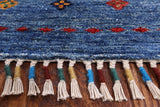 Blue Khorjin Persian Gabbeh Hand Knotted Wool Area Rug - 8' 0" X 9' 7" - Golden Nile