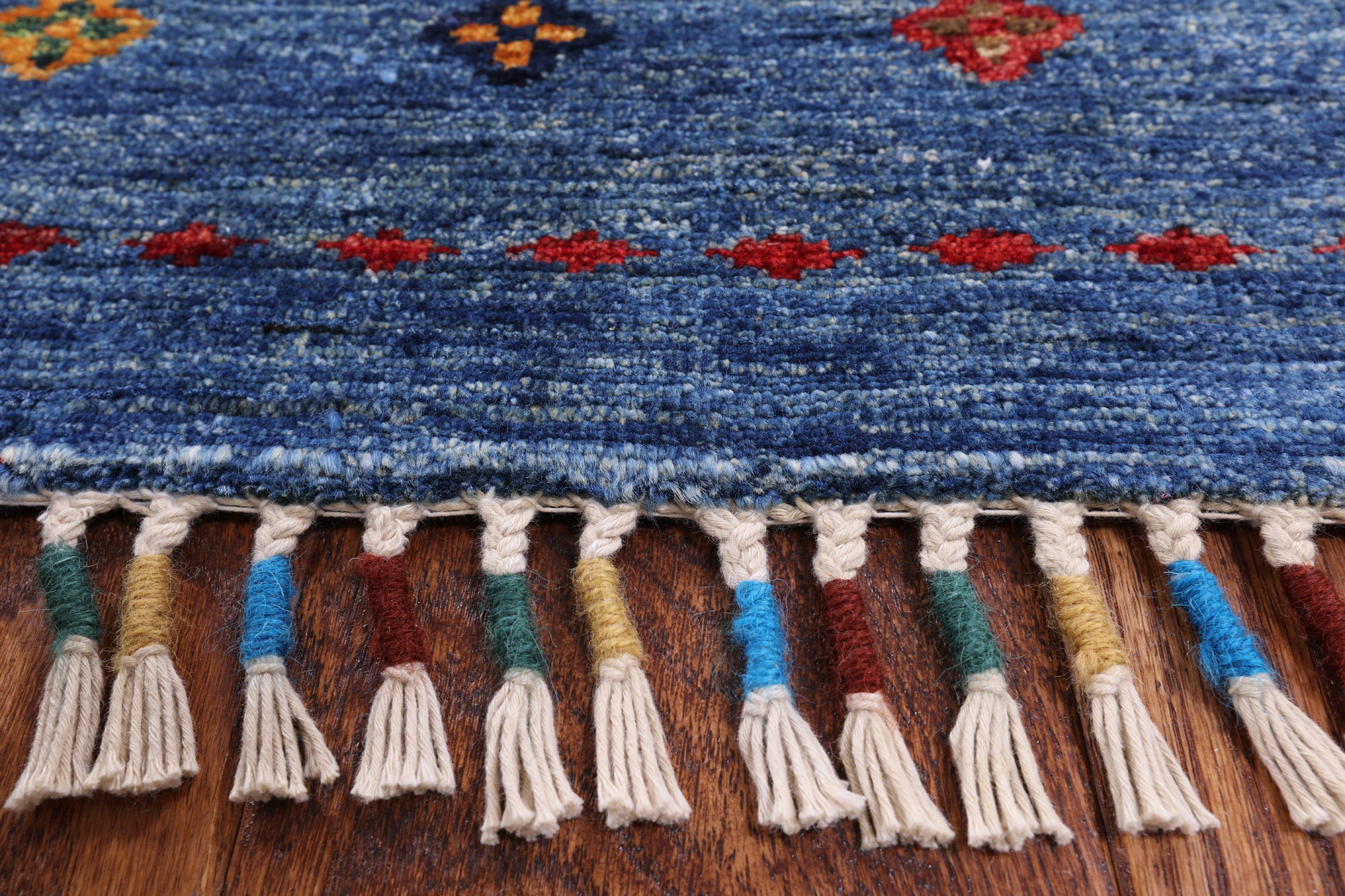 Blue Khorjin Persian Gabbeh Hand Knotted Wool Area Rug - 8' 0" X 9' 7" - Golden Nile