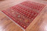 Red Persian Gabbeh Hand Knotted Wool Area Rug - 6' 7" X 9' 6" - Golden Nile