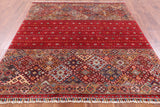 Red Khorjin Persian Gabbeh Hand Knotted Wool Rug - 6' 4" X 6' 11" - Golden Nile