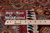 Red Khorjin Persian Gabbeh Hand Knotted Wool Rug - 6' 4" X 6' 11" - Golden Nile