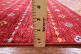 Red Khorjin Persian Gabbeh Hand Knotted Wool Rug - 6' 4" X 6' 11" - Golden Nile