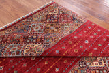 Red Khorjin Persian Gabbeh Hand Knotted Wool Rug - 6' 4" X 6' 11" - Golden Nile