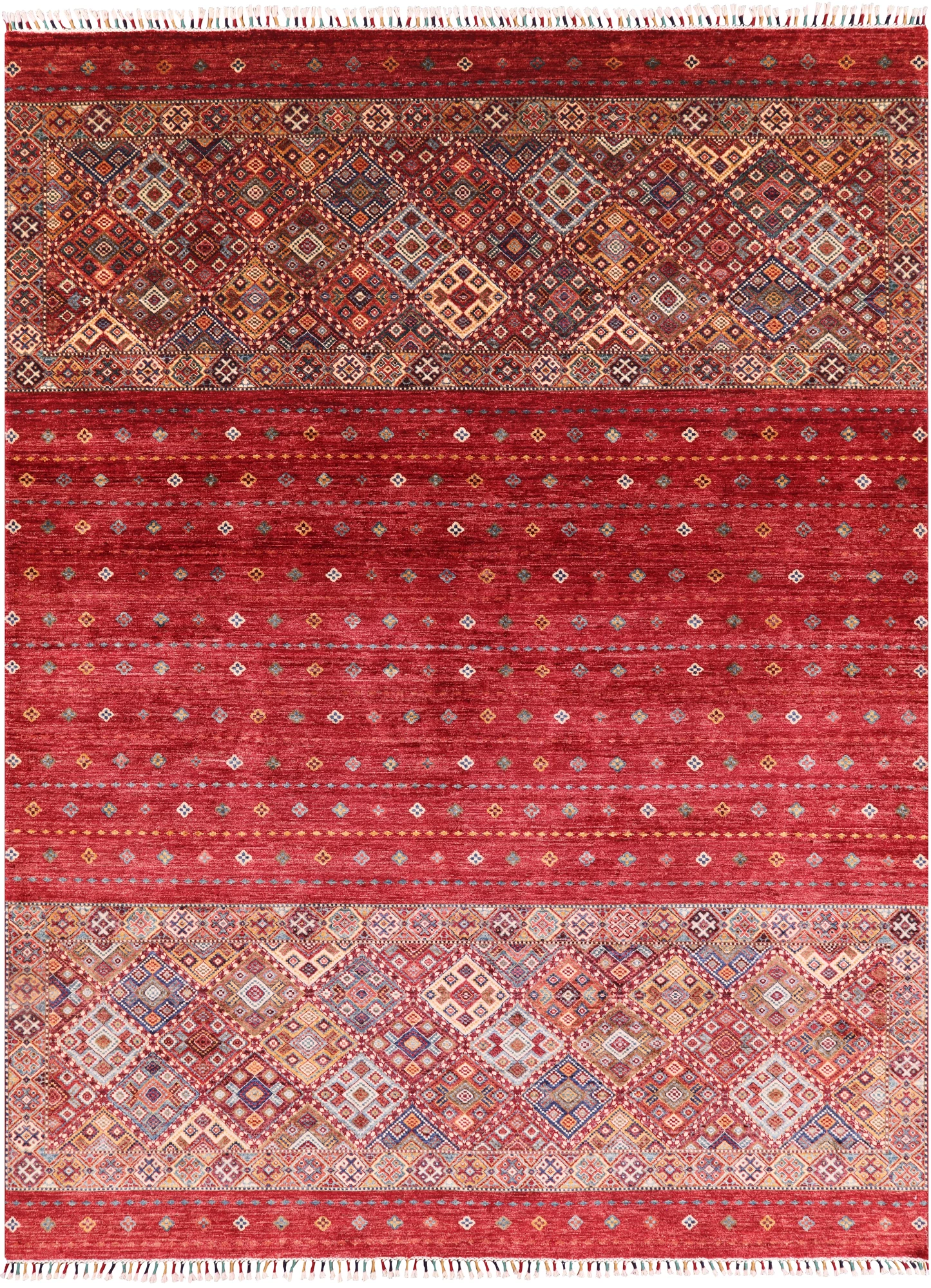 Red Khorjin Persian Gabbeh Handmade Wool Area Rug - 8' 4" X 11' 3" - Golden Nile