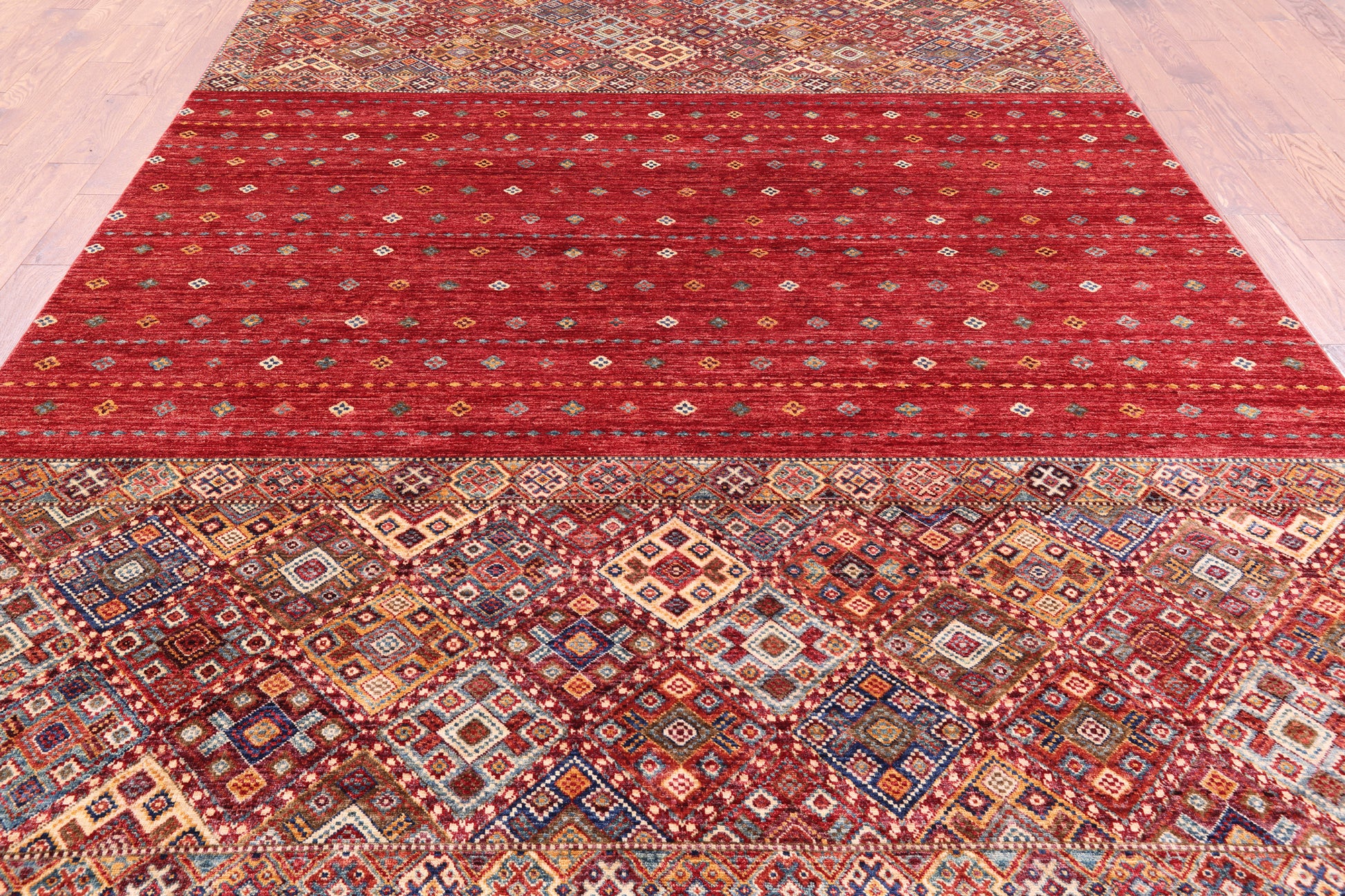 Red Khorjin Persian Gabbeh Handmade Wool Area Rug - 8' 4" X 11' 3" - Golden Nile