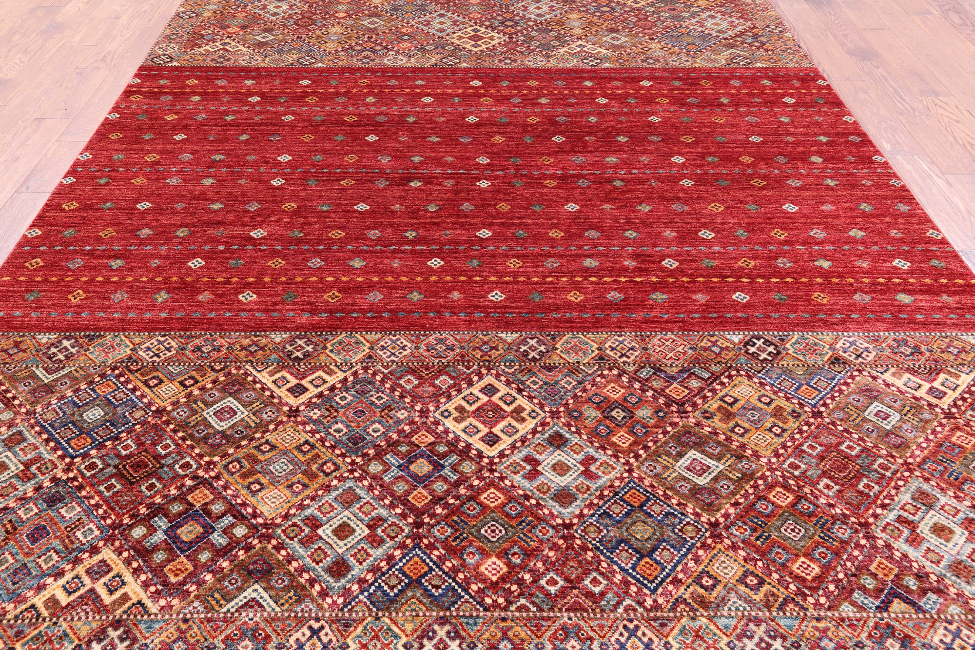 Red Khorjin Persian Gabbeh Handmade Wool Area Rug - 8' 4" X 11' 3" - Golden Nile