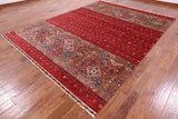 Red Khorjin Persian Gabbeh Handmade Wool Area Rug - 8' 4" X 11' 3" - Golden Nile