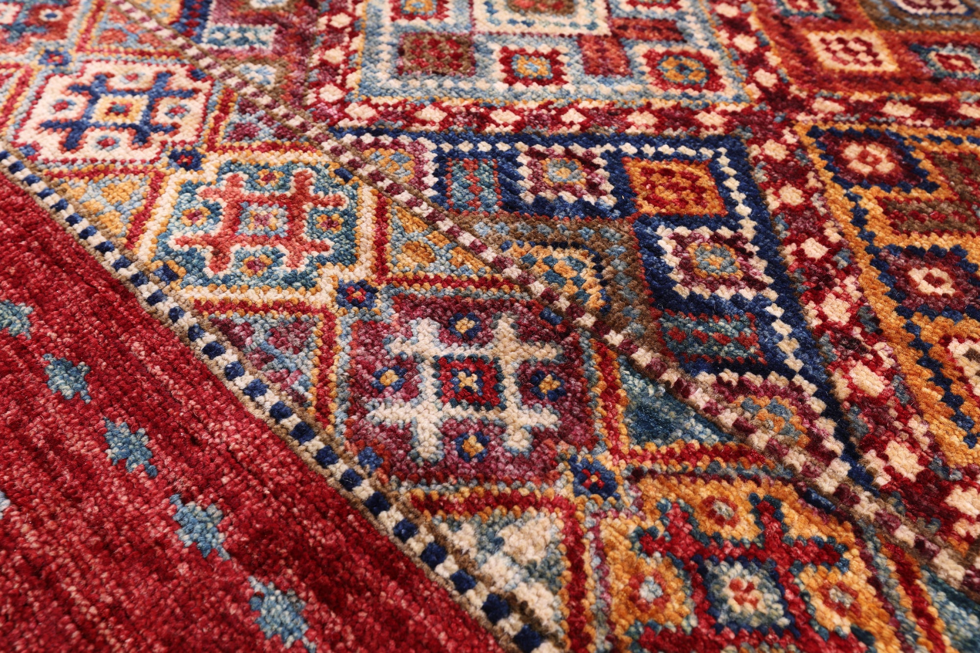 Red Khorjin Persian Gabbeh Handmade Wool Area Rug - 8' 4" X 11' 3" - Golden Nile