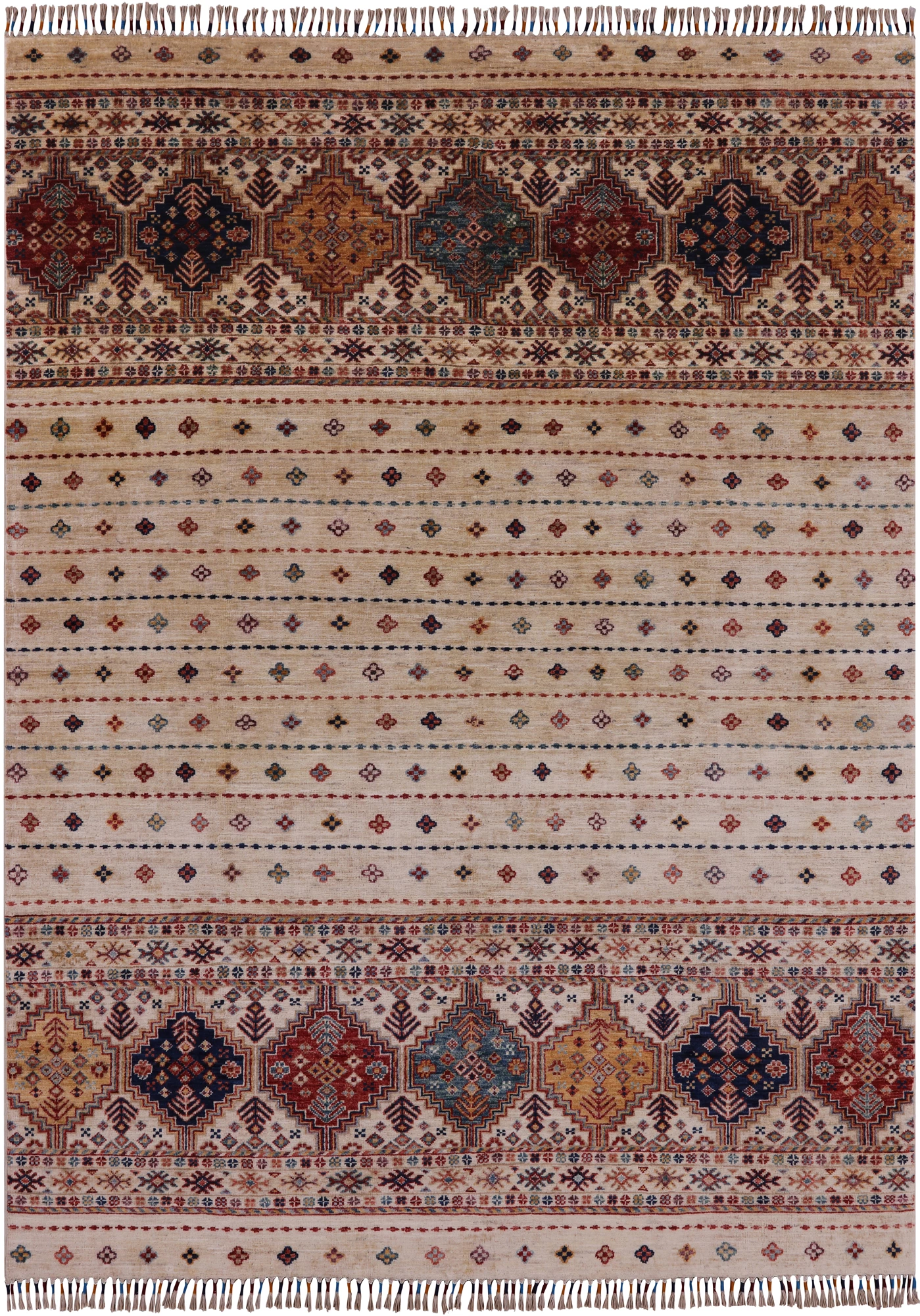 Ivory Khorjin Persian Gabbeh Hand Knotted Wool Area Rug - 5' 8" X 7' 9" - Golden Nile