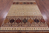 Ivory Khorjin Persian Gabbeh Hand Knotted Wool Area Rug - 5' 8" X 7' 9" - Golden Nile