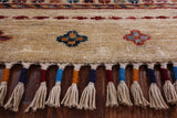 Ivory Khorjin Persian Gabbeh Hand Knotted Wool Area Rug - 5' 8" X 7' 9" - Golden Nile