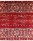 Red Persian Tribal Gabbeh Hand Knotted Wool Area Rug - 8' 3" X 9' 10" - Golden Nile