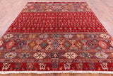 Red Persian Tribal Gabbeh Hand Knotted Wool Area Rug - 8' 3" X 9' 10" - Golden Nile