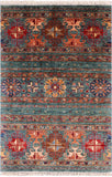 Persian Tribal Gabbeh Hand Knotted Wool Area Rug - 3' 6" X 5' 2" - Golden Nile