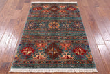 Persian Tribal Gabbeh Hand Knotted Wool Area Rug - 3' 4" X 5' 2" - Golden Nile