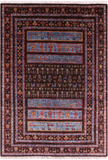 Brown Persian Tribal Gabbeh Handmade Wool Area Rug - 5' 8" X 7' 11" - Golden Nile