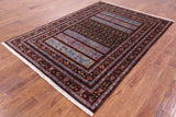 Brown Persian Tribal Gabbeh Handmade Wool Area Rug - 5' 8" X 7' 11" - Golden Nile